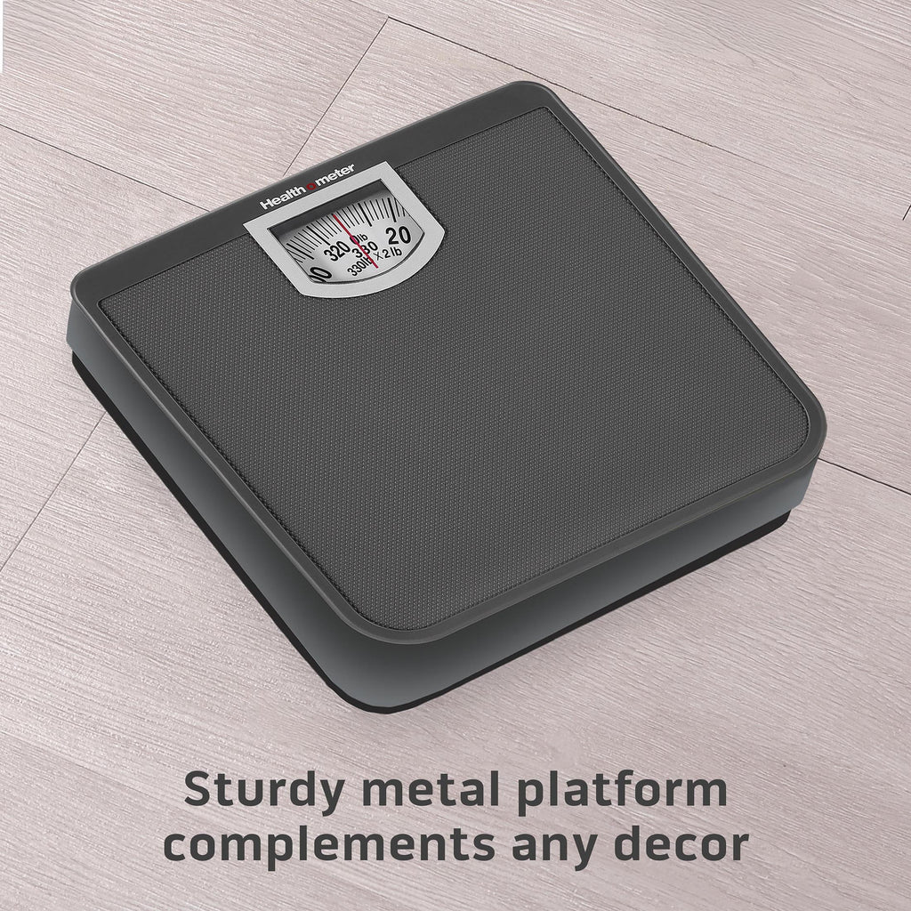 Health o meter Compact Dial Bathroom Scale, 330 lb. Capacity, Sturdy Metal Platform