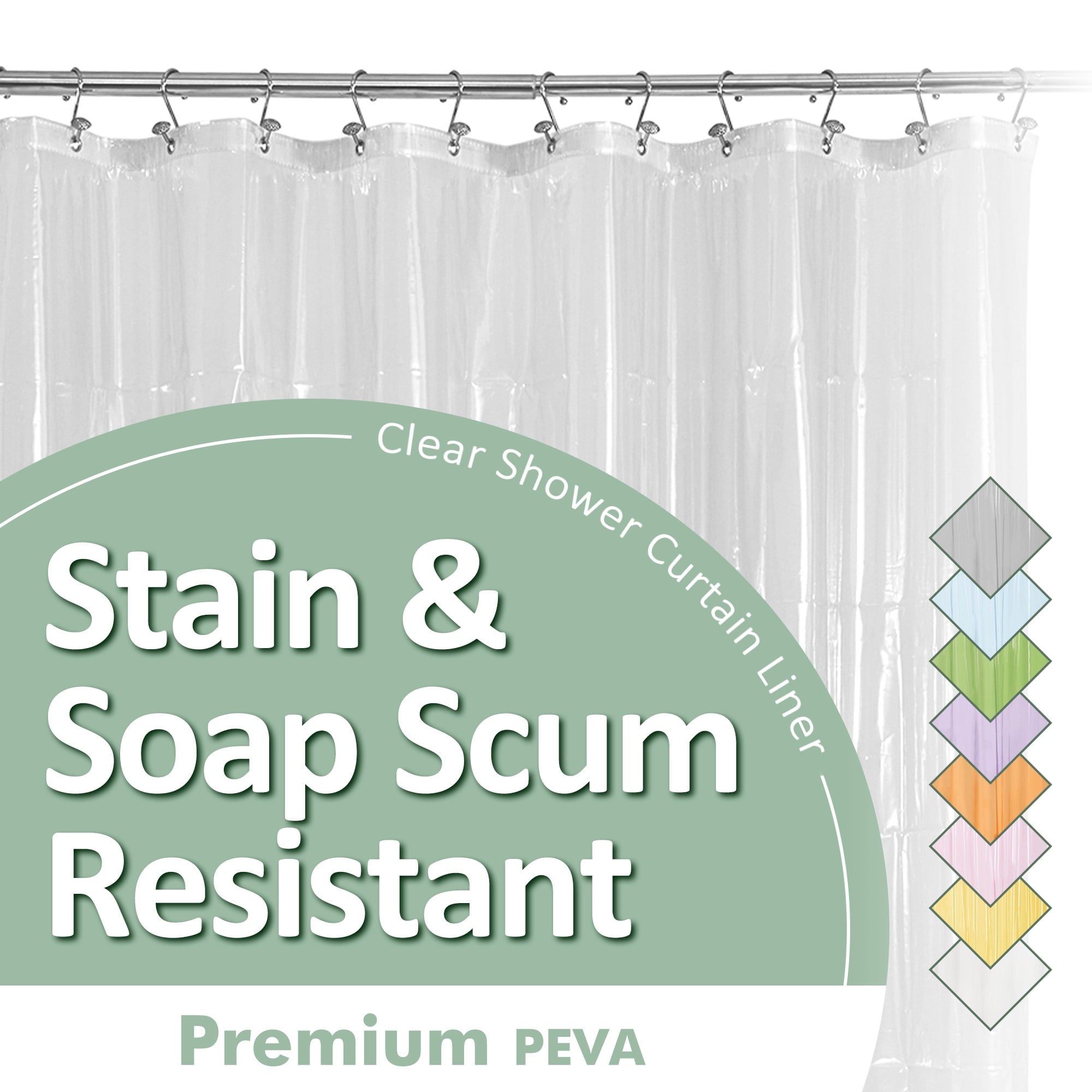 Barossa Design PEVA Clear Plastic Shower Curtain Liner Lightweight with 3 Magnets, Waterproof -72" x 72"