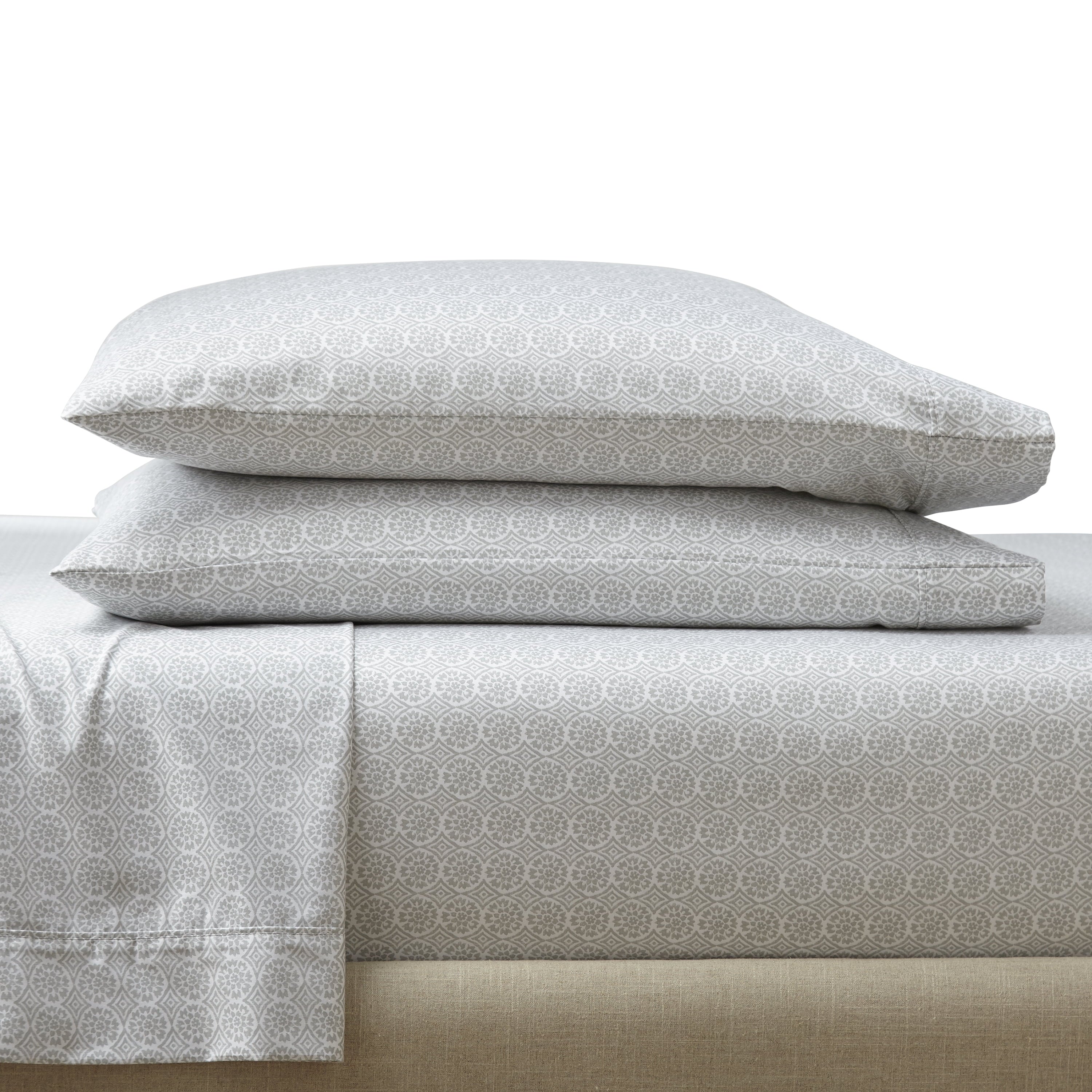 Better Homes & Gardens 4-Piece 300 Thread Count Sateen King Sheet Set, Floral Almond Biscuit