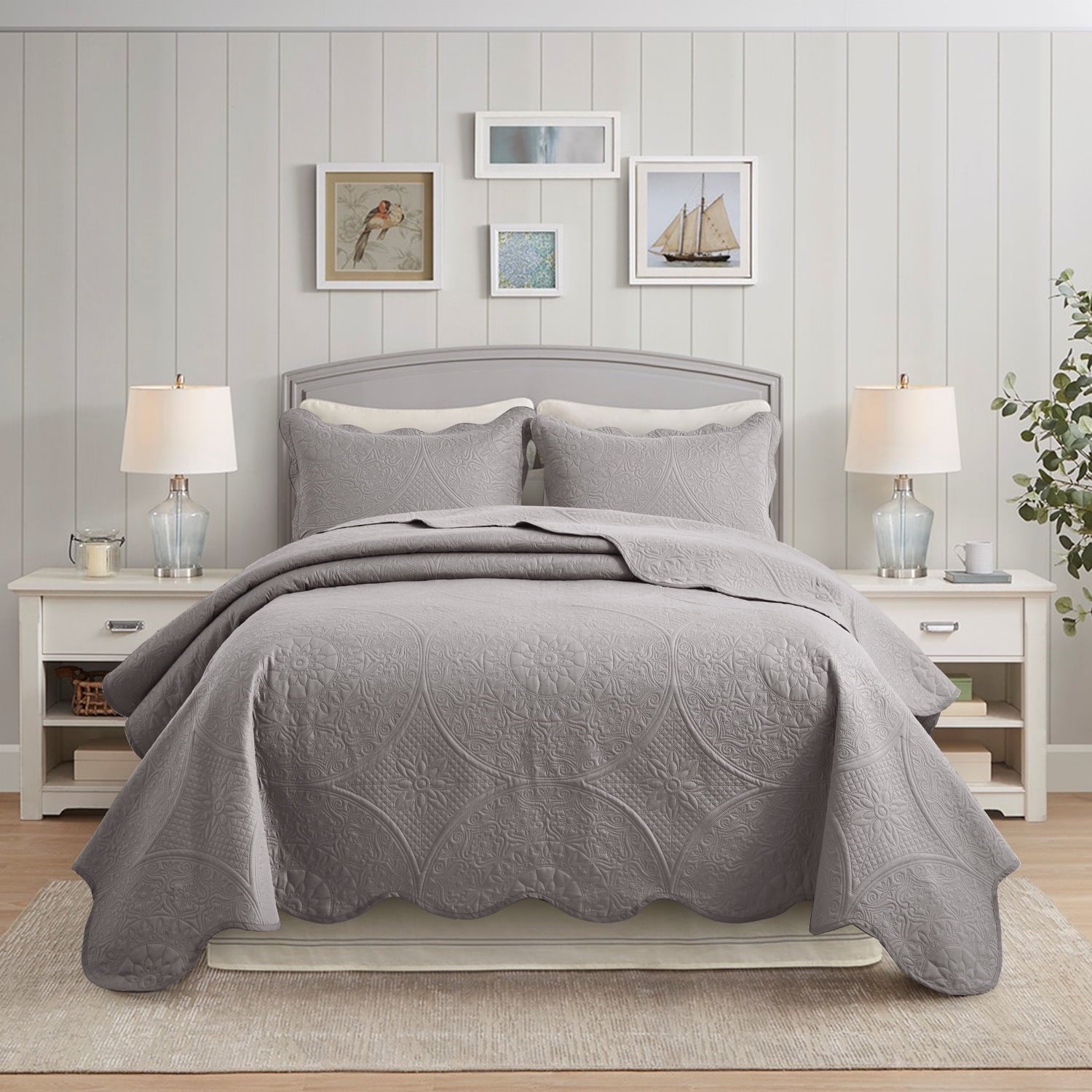 Imperial Rooms 2 Piece Quilt Set Chevron Microfiber Soft Kids Bedspreads & Pillow Shams Purple Twin