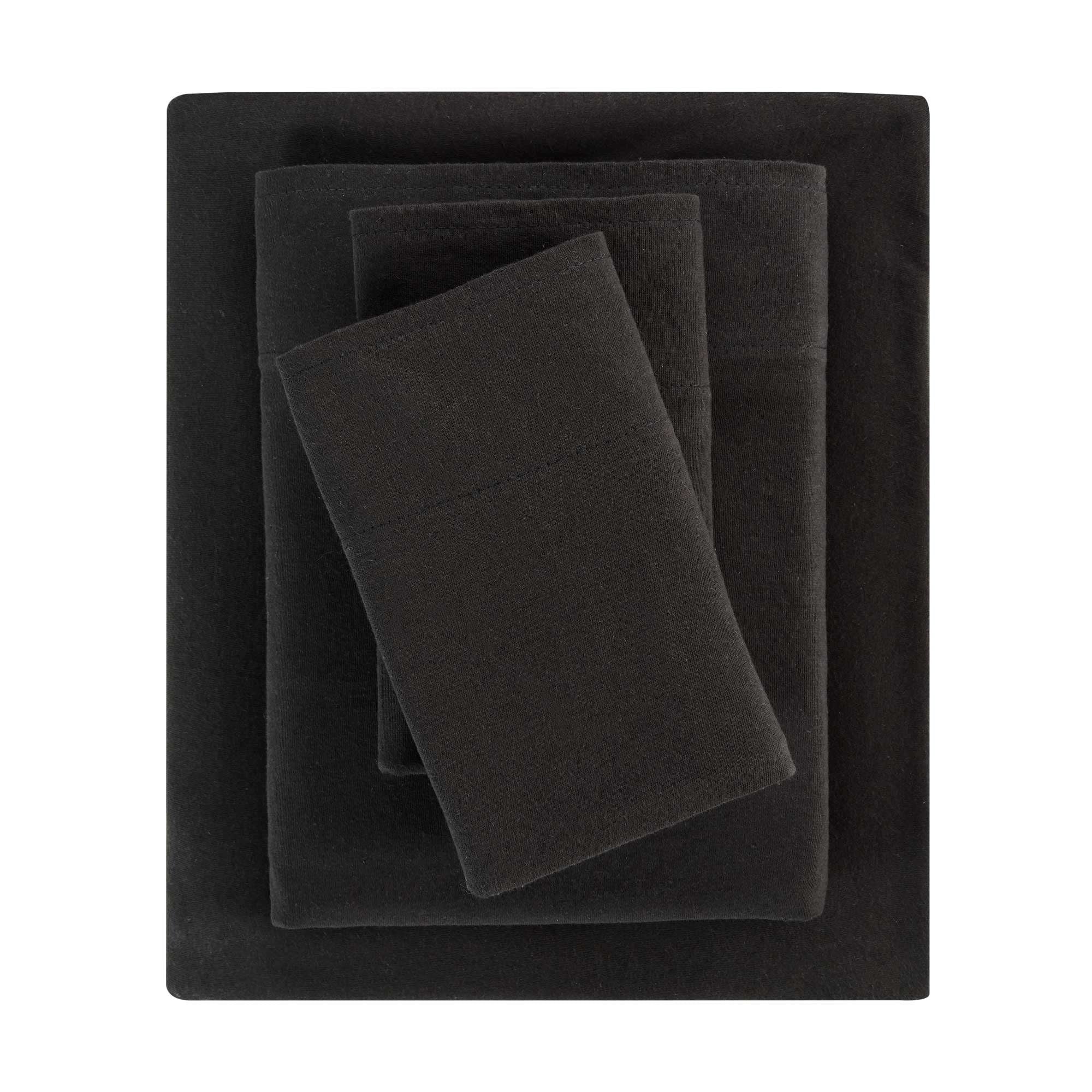 Mainstays Cotton Rich Extra Soft Jersey Bed Sheet Set, Queen, Charcoal, 4 Pieces