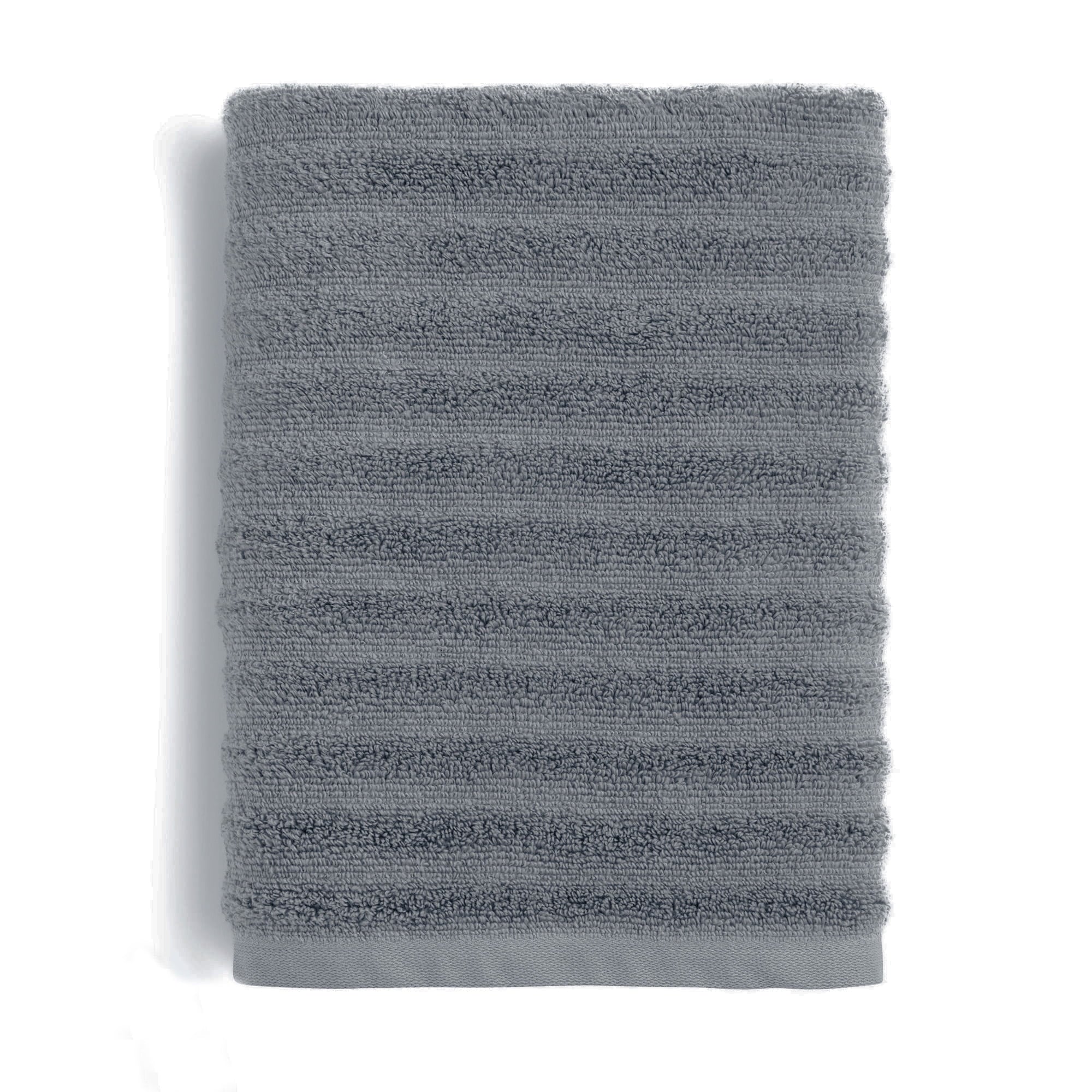 Mainstays Performance Cotton Bath Towel, Super Soft Quick Dry Fade Resistant, Textured Silver